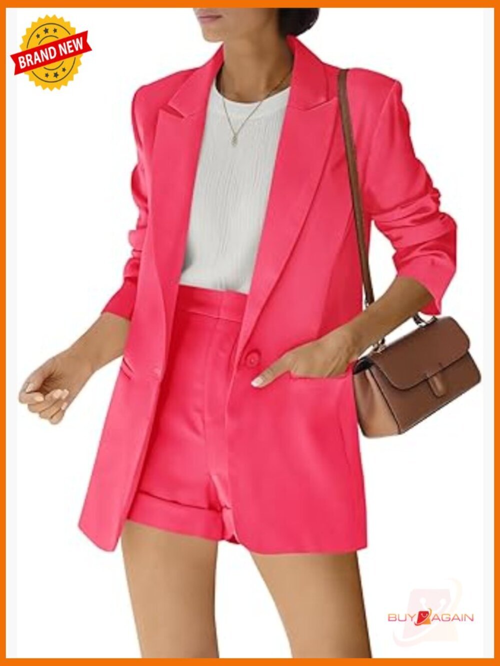 2 Piece Open Front Blazer and Short Pants Suit Set